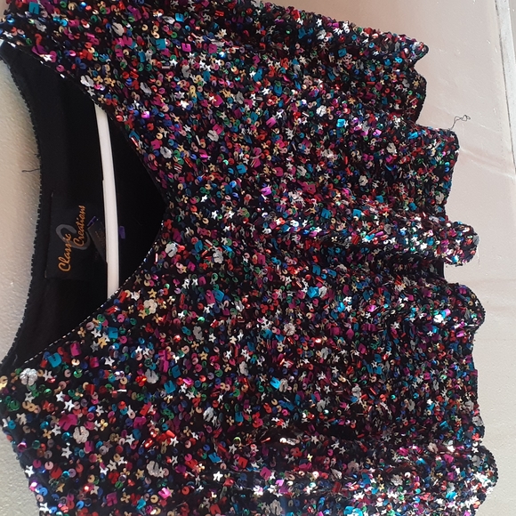 Classic Creations Sequined Evening blouse top size PM petite M - Picture 3 of 5